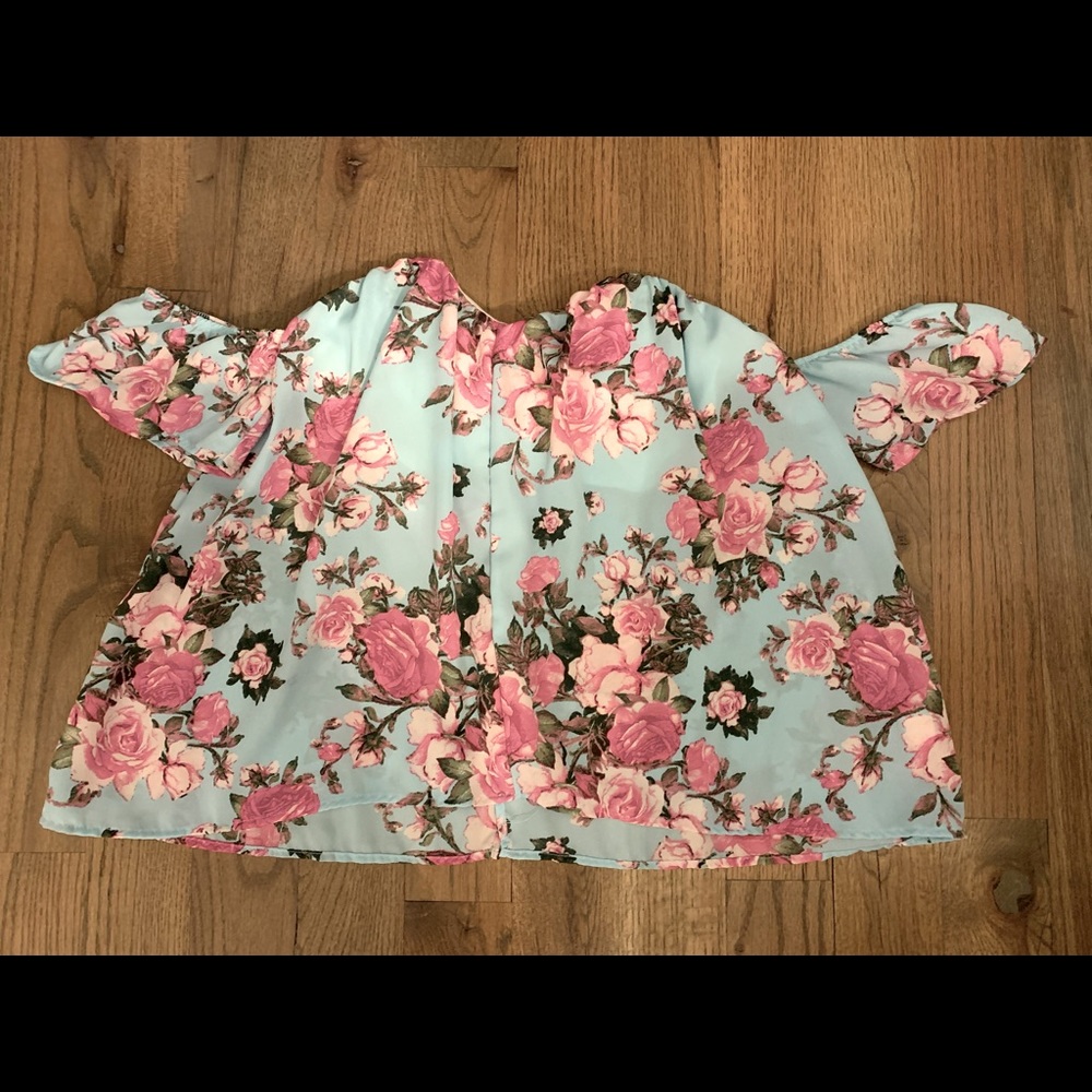 Blue Rain Floral Top - Pink and Blue